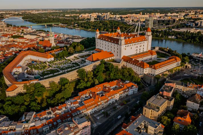 Aerial views of European Union Capitals - Bratislava, Slovakia